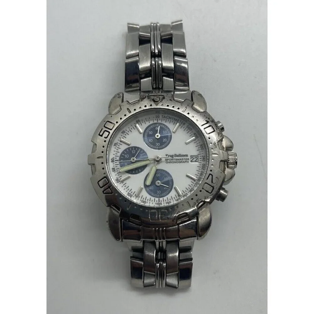 Krug-Baumen Sportsmaster Chronograph Men's Watch Date Tachymeter 7186G WR 3ATM